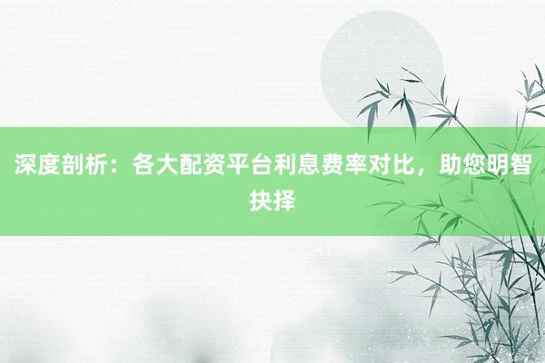 深度剖析：各大配资平台利息费率对比，助您明智抉择