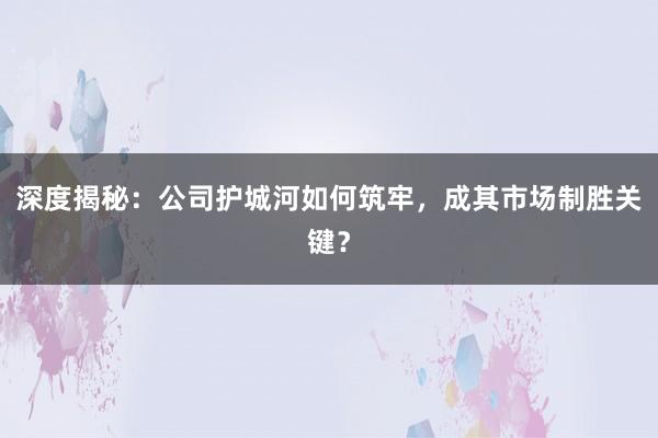 深度揭秘：公司护城河如何筑牢，成其市场制胜关键？
