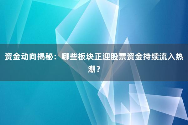 资金动向揭秘：哪些板块正迎股票资金持续流入热潮？