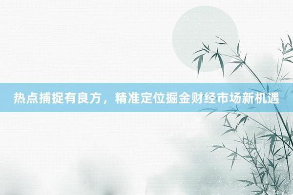 热点捕捉有良方，精准定位掘金财经市场新机遇
