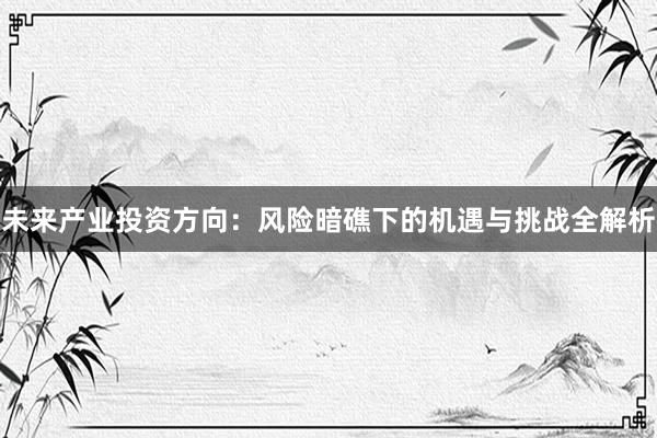 未来产业投资方向：风险暗礁下的机遇与挑战全解析