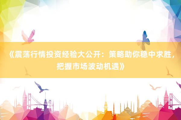 《震荡行情投资经验大公开：策略助你稳中求胜，把握市场波动机遇》