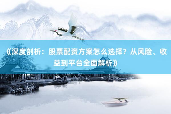 《深度剖析：股票配资方案怎么选择？从风险、收益到平台全面解析》