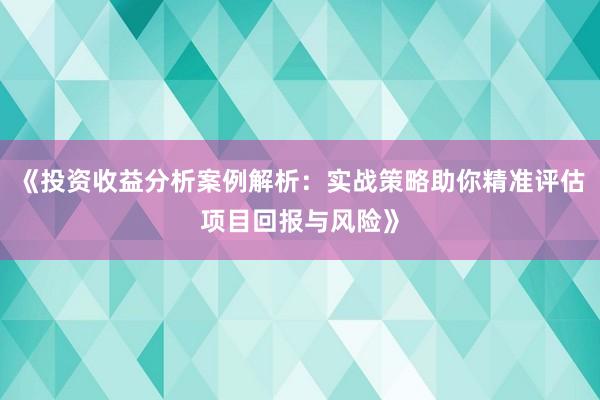 《投资收益分析案例解析：实战策略助你精准评估项目回报与风险》
